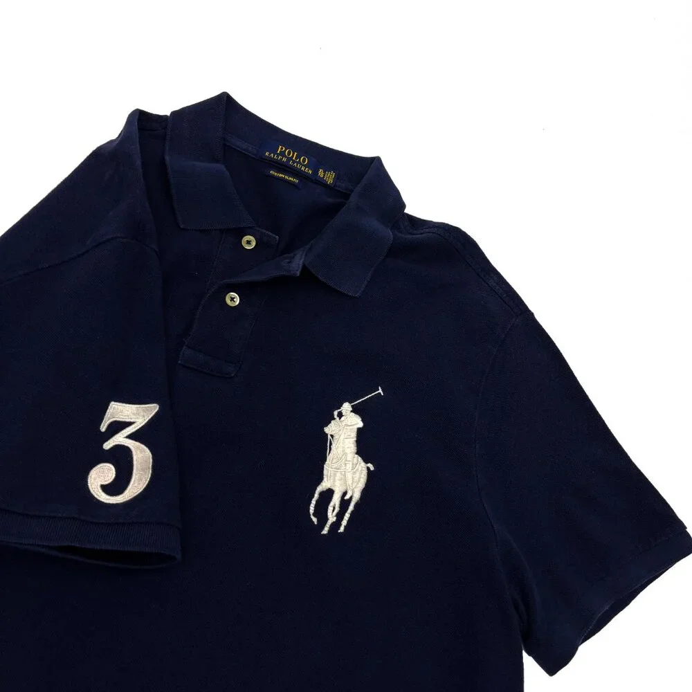 Polo Ralph Lauren Big Pony Blue Custom Slim Fit Shirt Mens XL X-Large